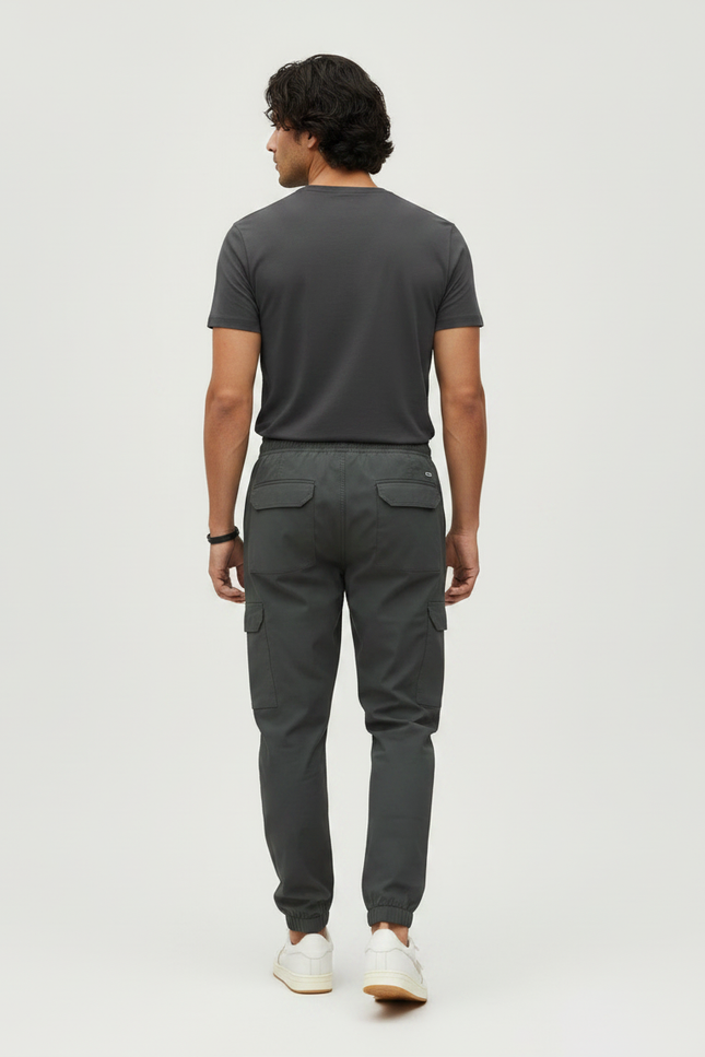 Pantalon Randonnée Cargo Homme Cordon Élastique Gris Confortable - Polyester - vue 2