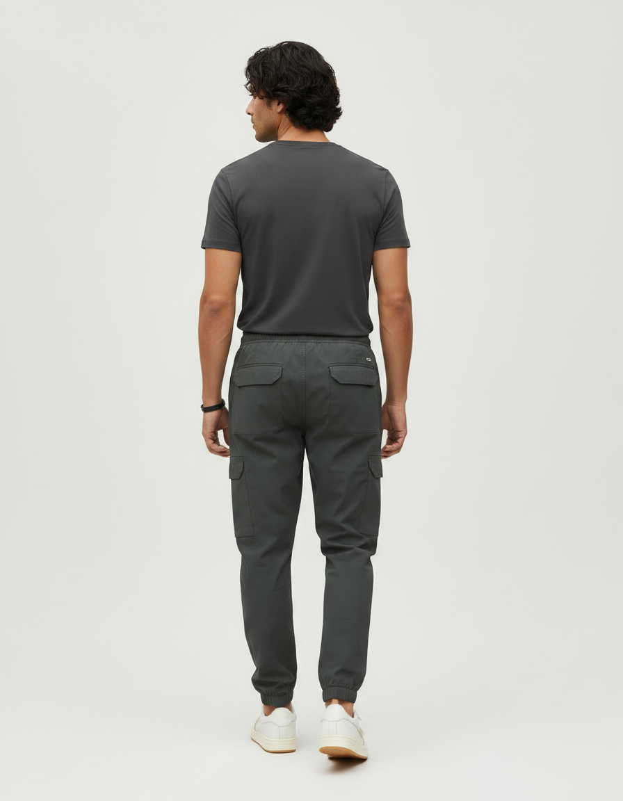 Pantalon Randonnée Cargo Homme Cordon Élastique Gris Confortable - Polyester - vue 2