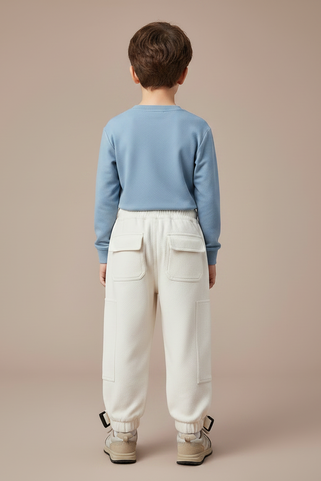 Pantalon Randonnée Beige Cargo Ample Enfant Polyvalent - Molleton - vue 2