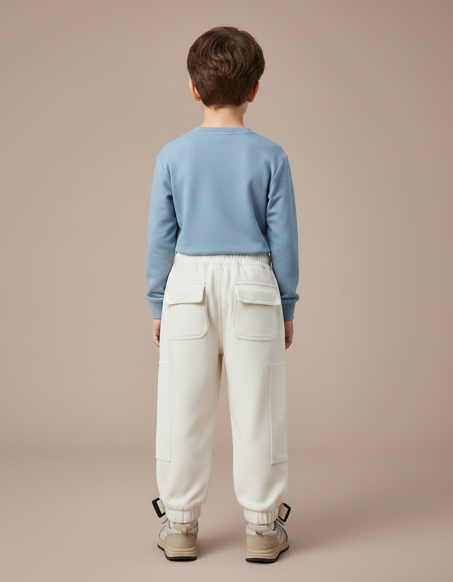 Pantalon Randonnée Beige Cargo Ample Enfant Polyvalent - Molleton - vue 2