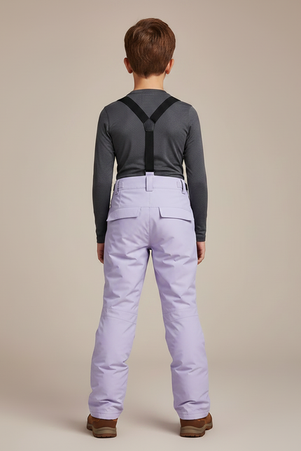 Pantalon Randonnée Lilas Bretelles Imperméable Enfant Hiver - Violet Polyester - vue 2