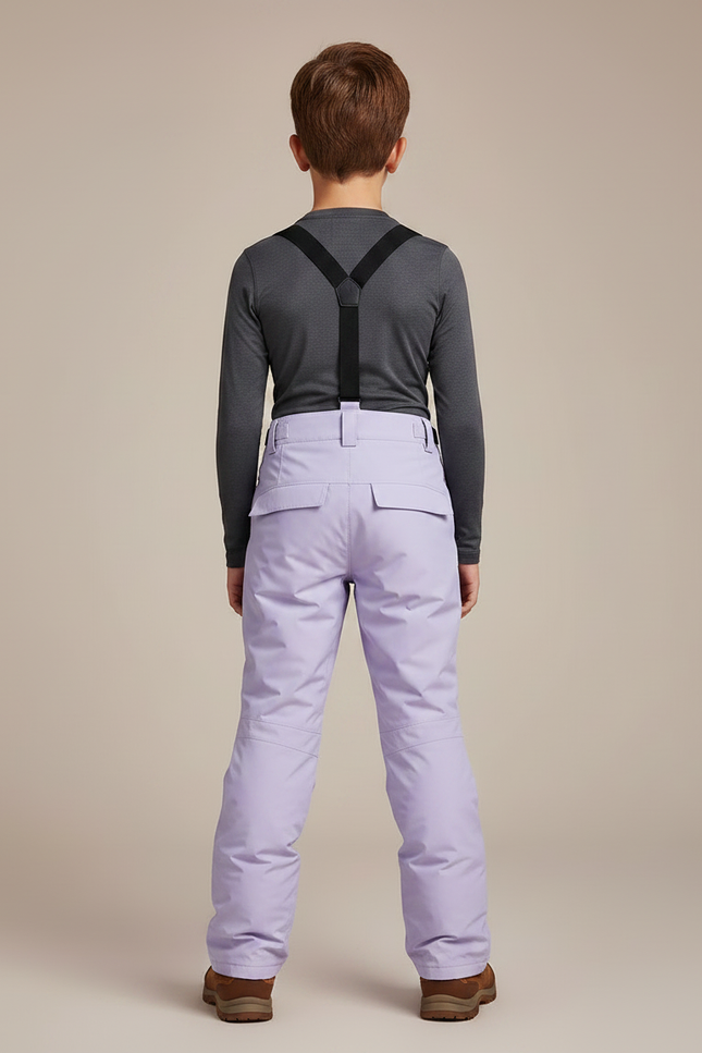 Pantalon Randonnée Lilas Bretelles Imperméable Enfant Hiver - Violet Polyester - vue 2