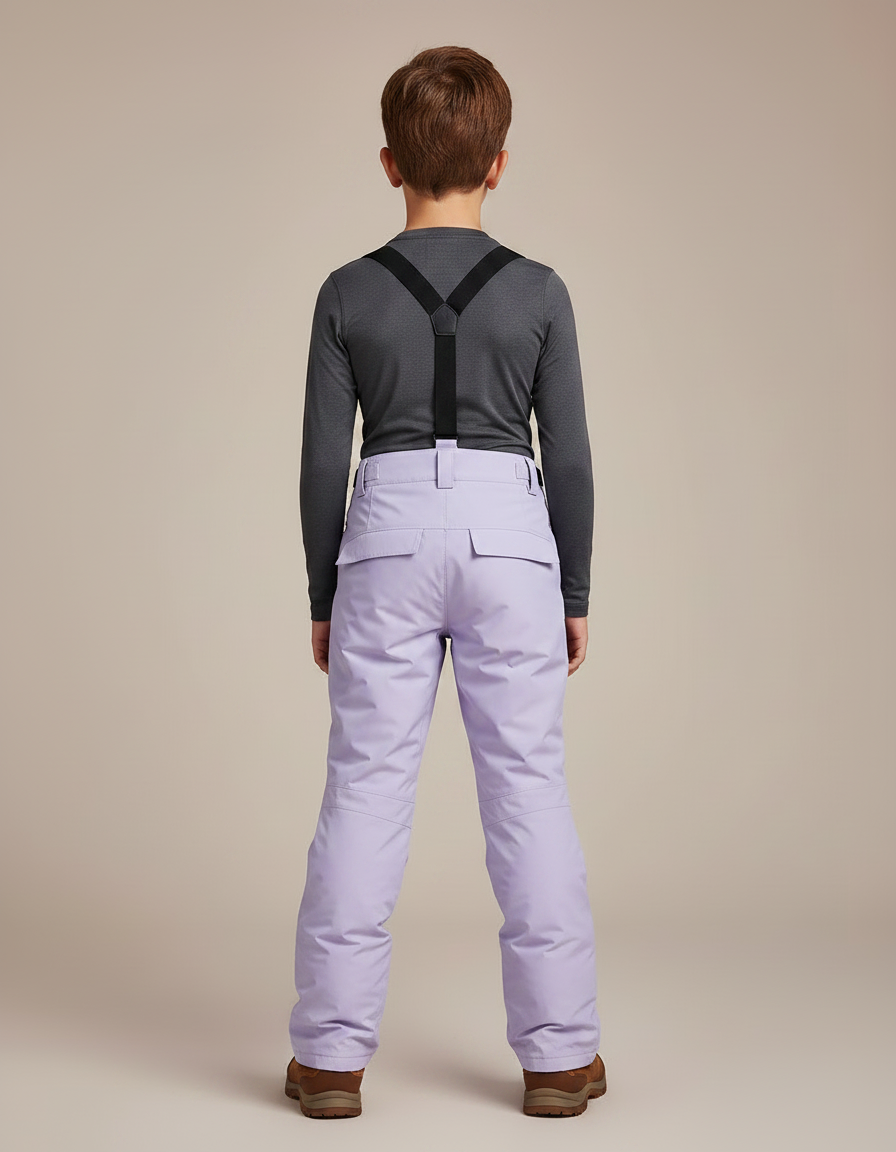 Pantalon Randonnée Lilas Bretelles Imperméable Enfant Hiver - Violet Polyester - vue 2