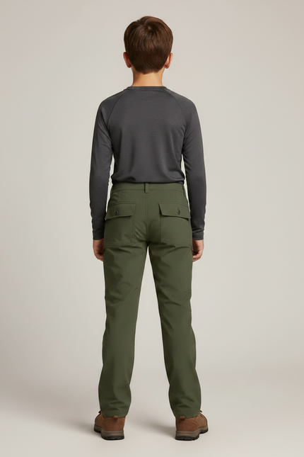 Pantalon Randonnée Vert Kaki Léger Cargo Ajusté - Polyester - vue 2