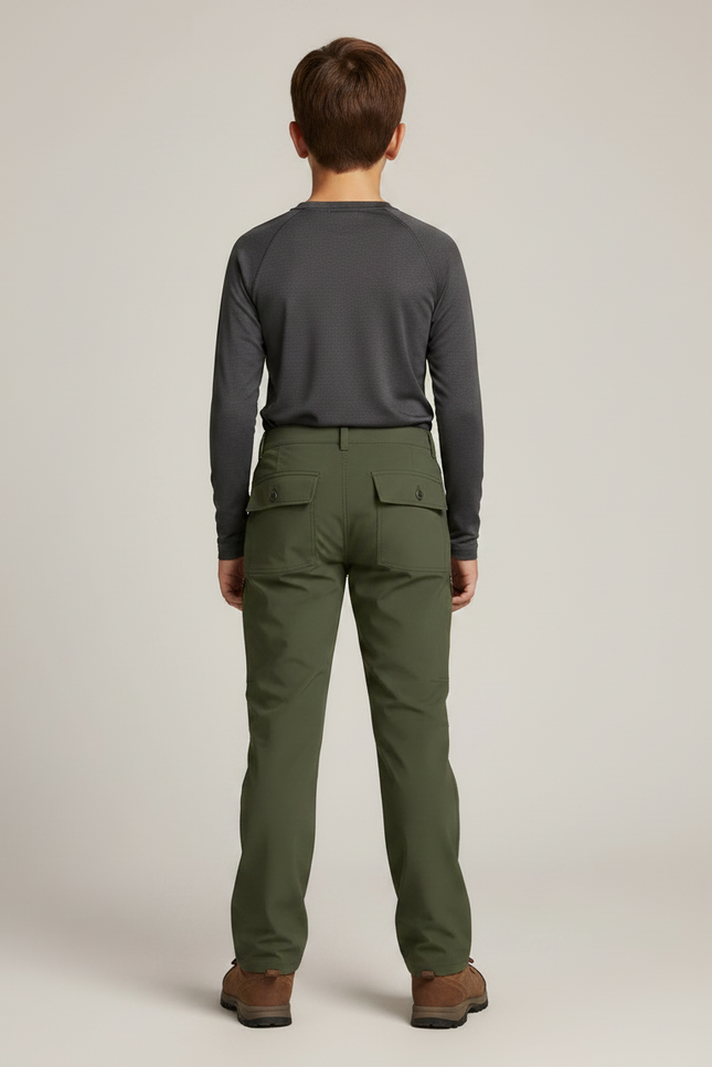 Pantalon Randonnée Vert Kaki Léger Cargo Ajusté - Polyester - vue 2