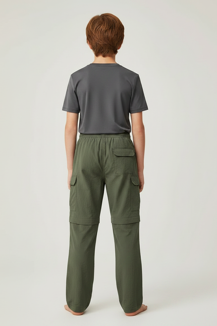Pantalon Randonnée Kaki Convertible Léger Enfant - Polyester - vue 2