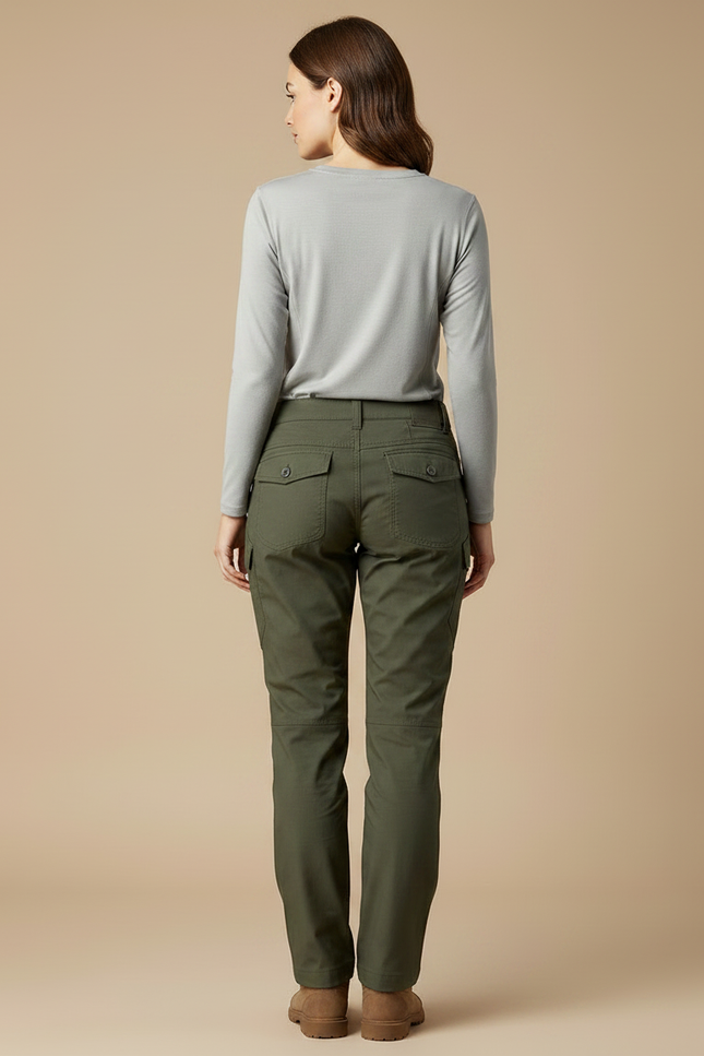Pantalon Randonnée Vert Femme Cargo Slim Respirant - Polyester - vue 2