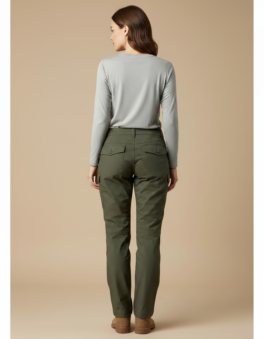 Pantalon Randonnée Vert Femme Cargo Slim Respirant - Polyester - vue 2