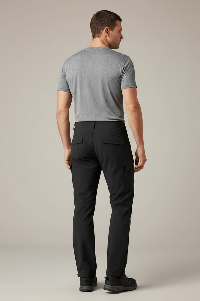 Pantalon Randonnée Noir Softshell Homme Cargo Coupe Droite - Polyester - vue 2