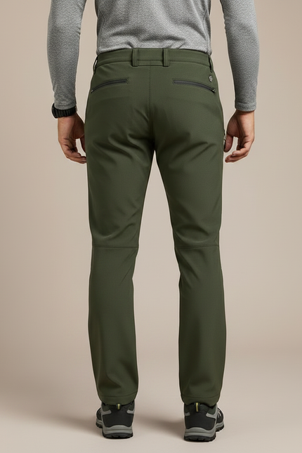 Pantalon Randonnée Vert Olive Softshell Zippé Homme - Kaki Polyester - vue 2