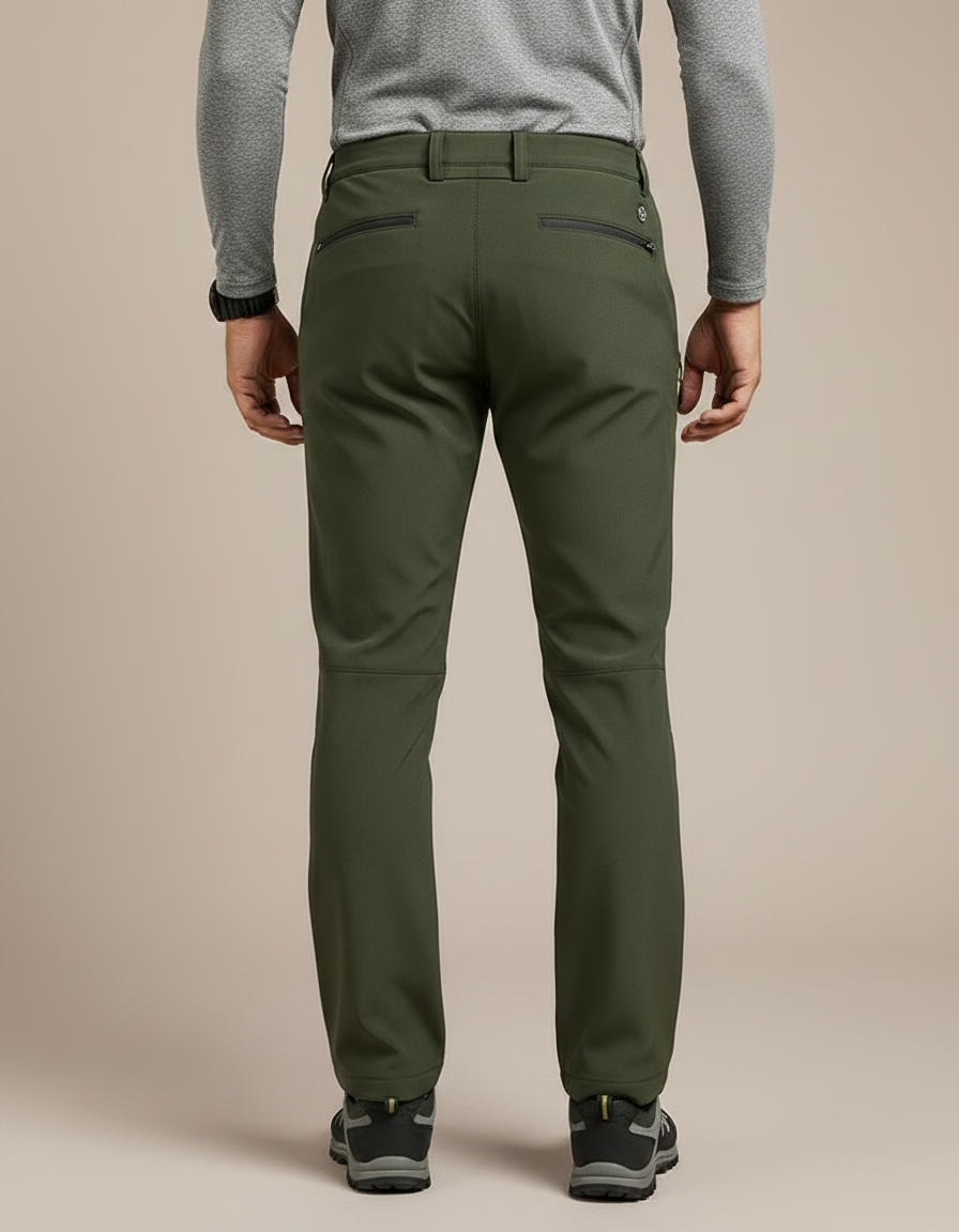 Pantalon Randonnée Vert Olive Softshell Zippé Homme - Kaki Polyester - vue 2