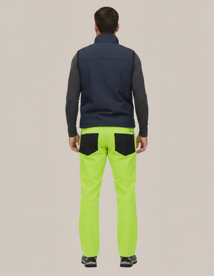 Pantalon Randonnée Vert Fluo Homme Softshell Imperméable - Polyester - vue 2