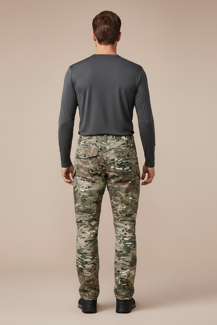 Pantalon Randonnée Camouflage Militaire Cargo Multipoches Homme - Multicolore Polyester - vue 2