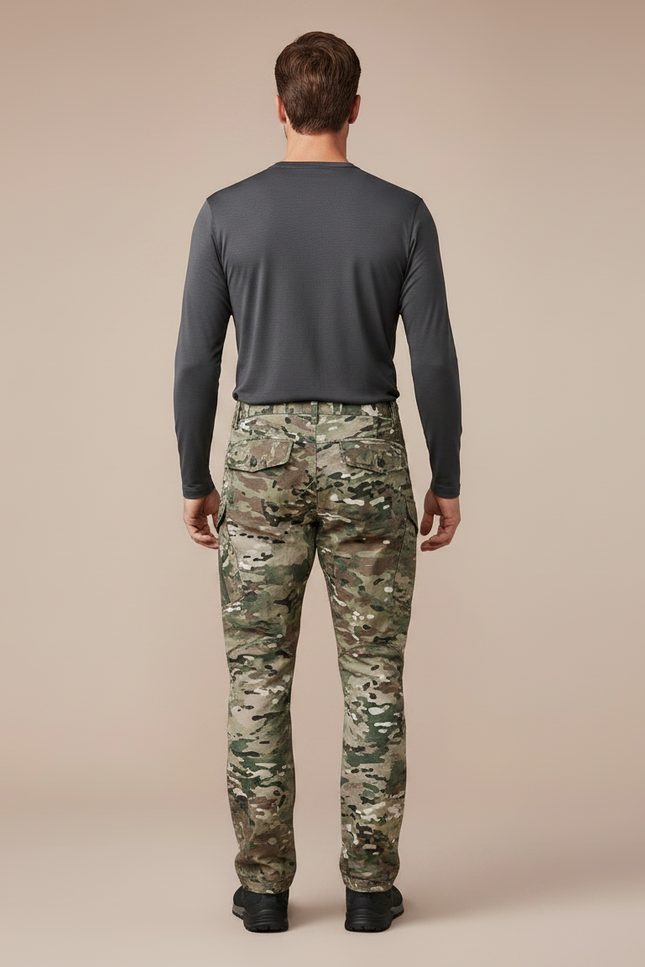 Pantalon Randonnée Camouflage Militaire Cargo Multipoches Homme - Multicolore Polyester - vue 2