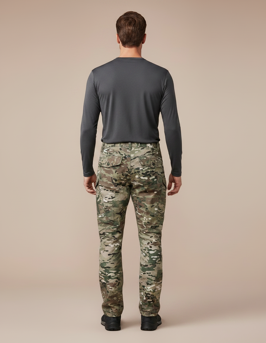 Pantalon Randonnée Camouflage Militaire Cargo Multipoches Homme - Multicolore Polyester - vue 2