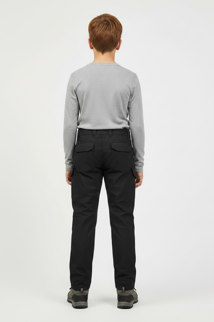 Pantalon Randonnée Noir Genoux Renforcés Cargo Enfant - Toile - vue 2