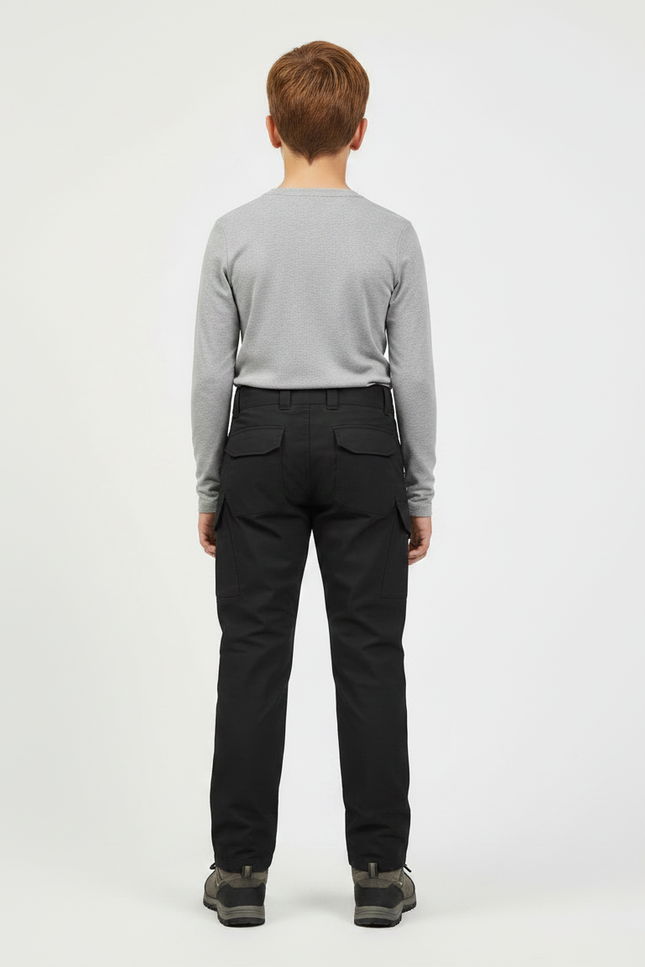 Pantalon Randonnée Noir Genoux Renforcés Cargo Enfant - Toile - vue 2