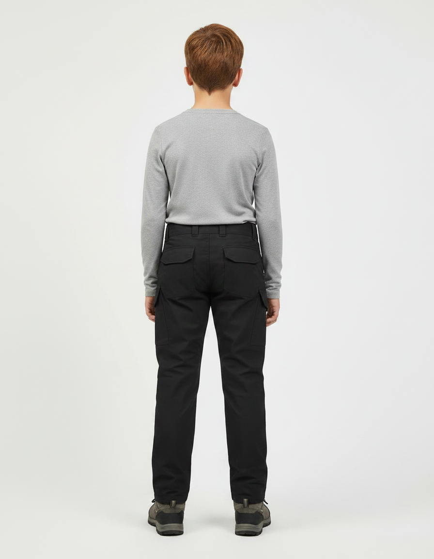 Pantalon Randonnée Noir Genoux Renforcés Cargo Enfant - Toile - vue 2