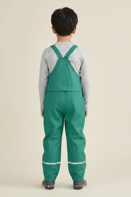 Pantalon Randonnée Vert Enfant Imperméable Salopette Réfléchissant - Polyester - vue 2