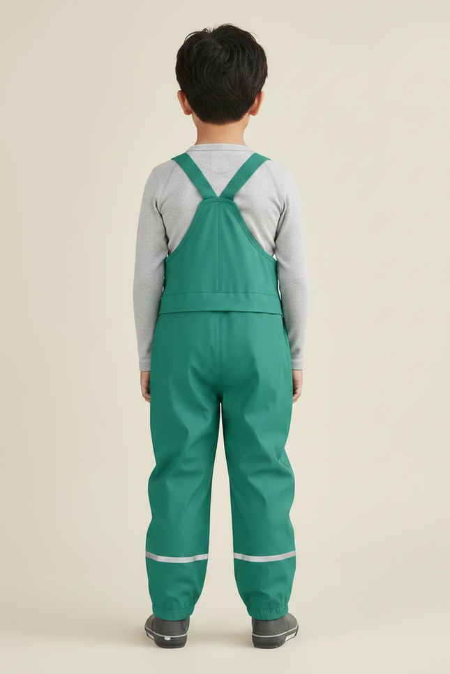 Pantalon Randonnée Vert Enfant Imperméable Salopette Réfléchissant - Polyester - vue 2
