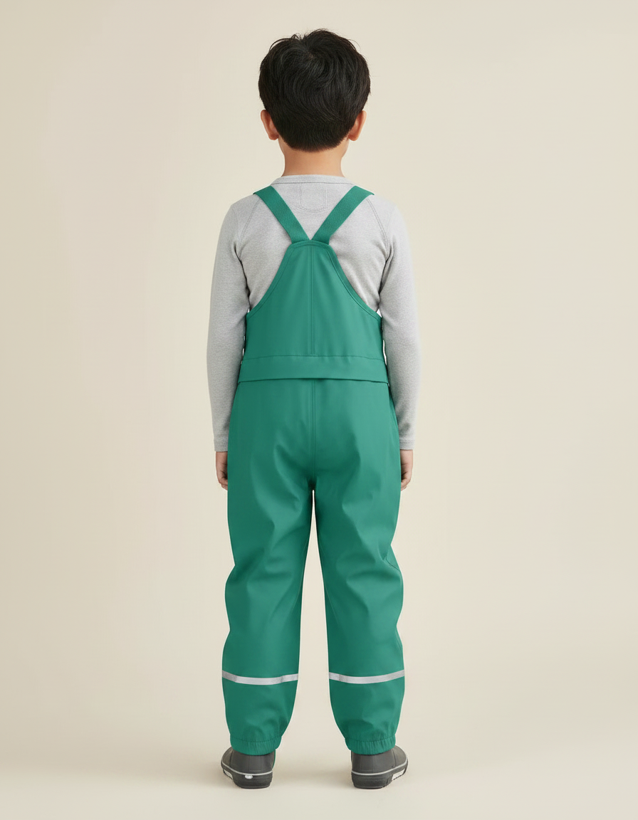 Pantalon Randonnée Vert Enfant Imperméable Salopette Réfléchissant - Polyester - vue 2