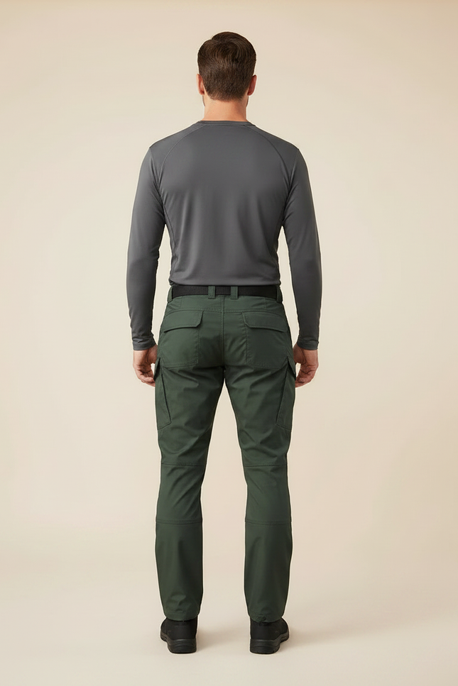 Pantalon Randonnée Vert Militaire Homme Cargo Tactique Multi-Poches - Polyester - vue 2