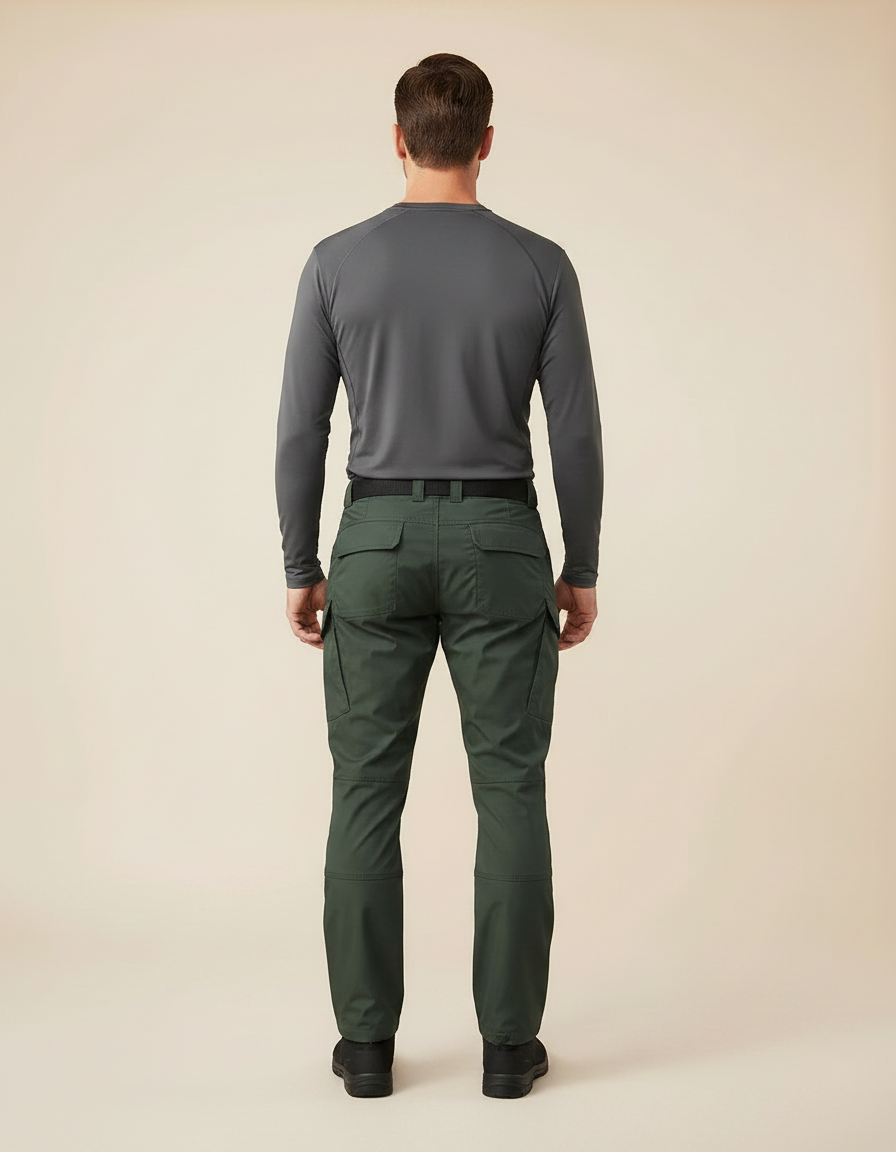 Pantalon Randonnée Vert Militaire Homme Cargo Tactique Multi-Poches - Polyester - vue 2