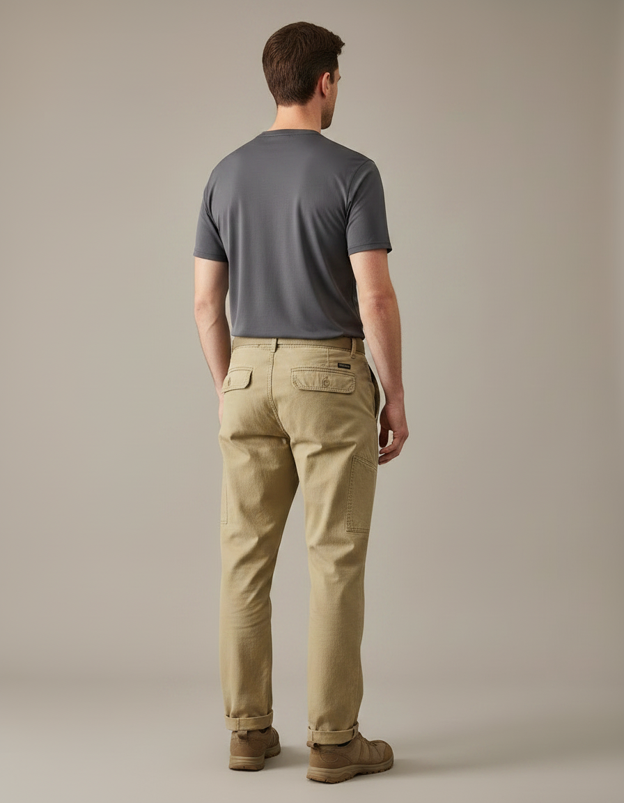 Pantalon Randonnée Kaki Coton Ample Décontracté Homme - vue 2