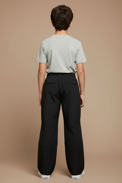 Pantalon Randonnée Noir Ample Imperméable Fonctionnel Enfant - Polyester - vue 2