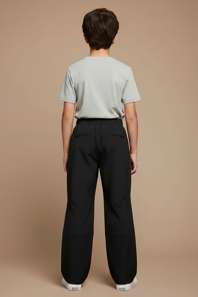 Pantalon Randonnée Noir Ample Imperméable Fonctionnel Enfant - Polyester - vue 2