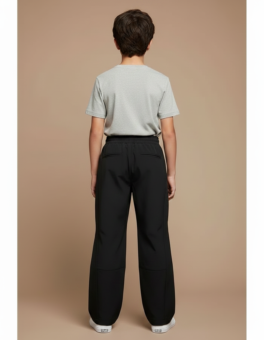 Pantalon Randonnée Noir Ample Imperméable Fonctionnel Enfant - Polyester - vue 2