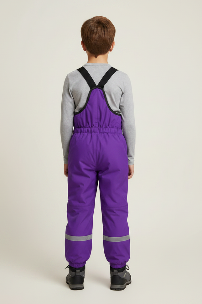 Pantalon Randonnée Violet Imperméable Réfléchissant Bretelles Enfant - Polyester - vue 2