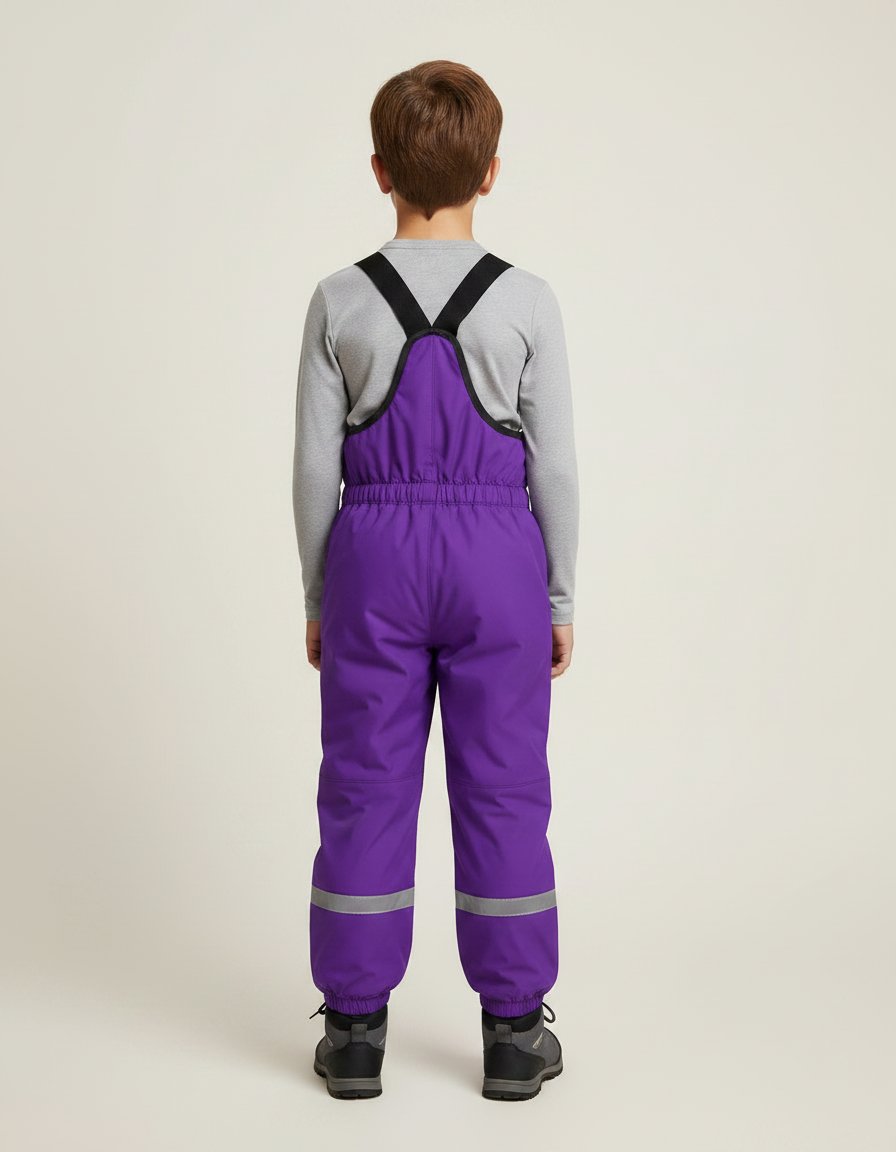 Pantalon Randonnée Violet Imperméable Réfléchissant Bretelles Enfant - Polyester - vue 2