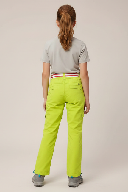 Pantalon Randonnée Convertible Vert Fluorescent Enfant - Polyester - vue 2