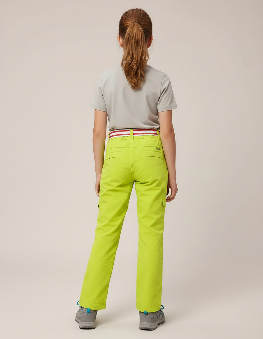 Pantalon Randonnée Convertible Vert Fluorescent Enfant - Polyester - vue 2