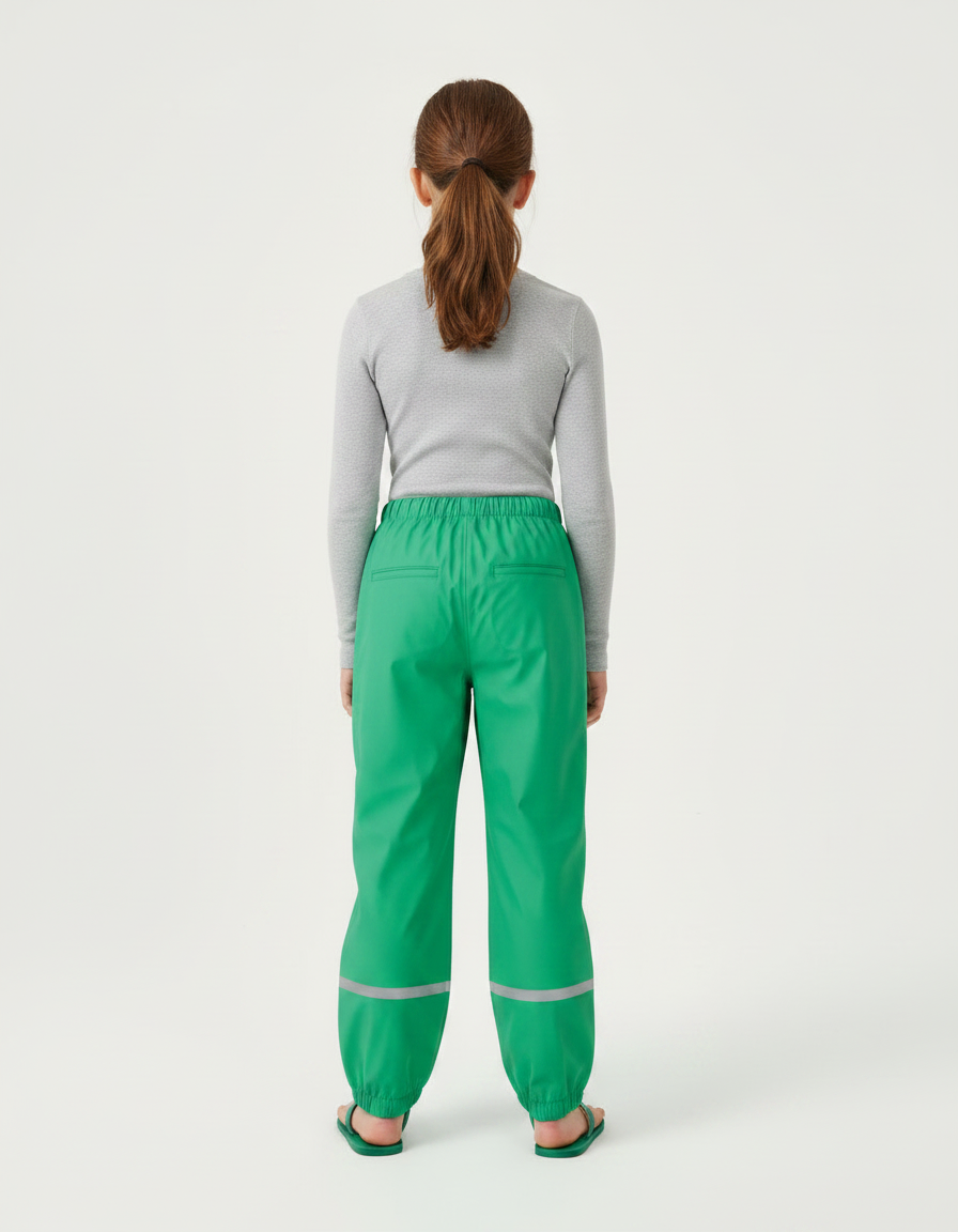 Pantalon Randonnée Vert Enfant Imperméable Réfléchissant Élastique - Polyester - vue 2