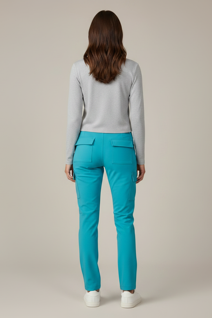 Pantalon Randonnée Cargo Fluide Turquoise Femme - Bleu Polyester - vue 2