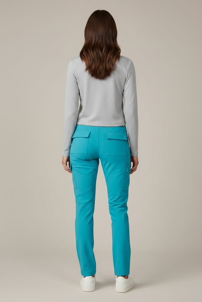 Pantalon Randonnée Cargo Fluide Turquoise Femme - Bleu Polyester - vue 2