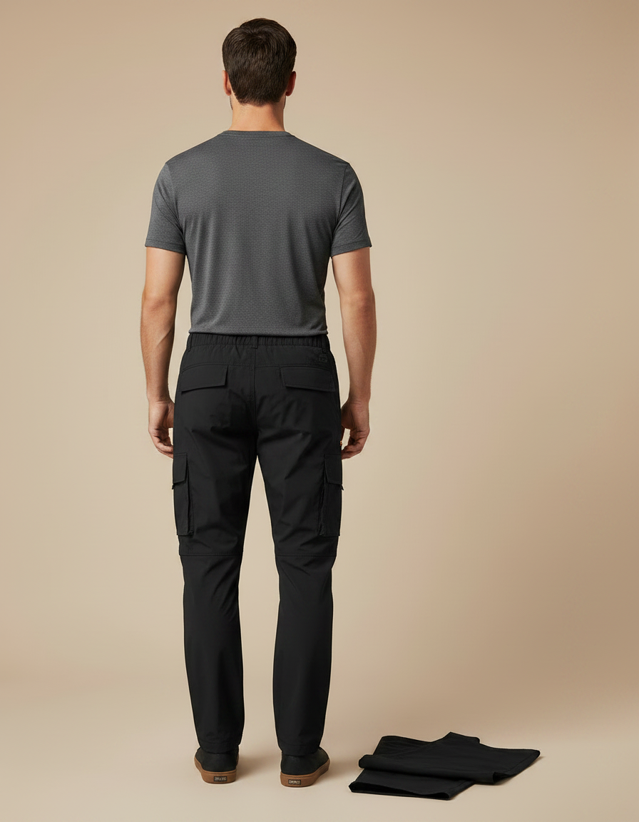Pantalon Randonnée Convertible Noir Léger Homme Séchage Rapide - Polyester - vue 2
