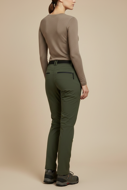 Pantalon Randonnée Femme Vert Militaire Softshell Chaud - Kaki Polyester - vue 2