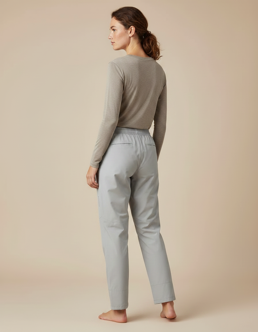Pantalon Randonnée Gris Clair Imperméable Léger Femme - Polyester - vue 2