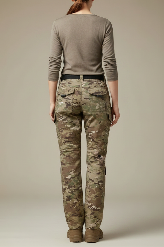 Pantalon Randonnée Camouflage Cargo Ample Militaire Femme - Multicolore Toile - vue 2