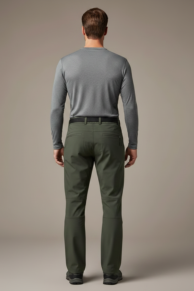 Pantalon Randonnée Vert Militaire Coupe Droite Homme - Kaki Polyester - vue 2