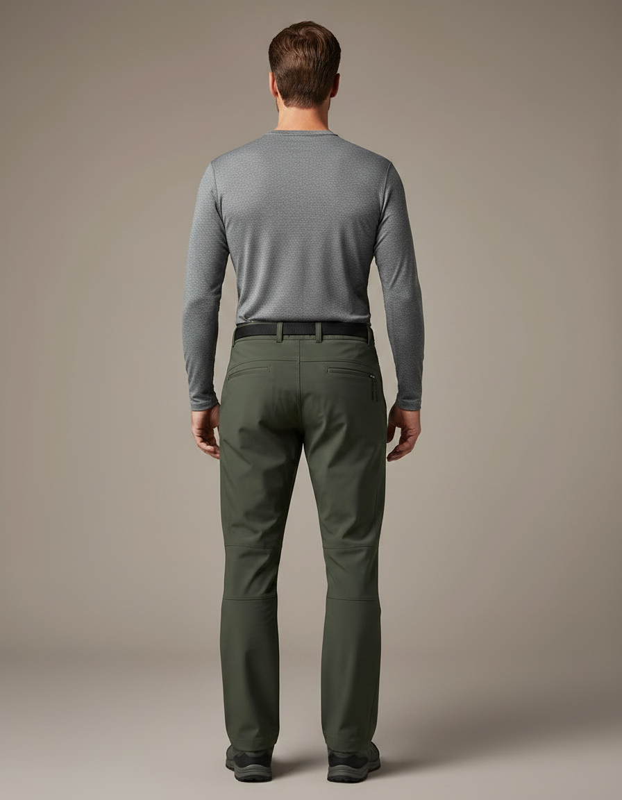 Pantalon Randonnée Vert Militaire Coupe Droite Homme - Kaki Polyester - vue 2