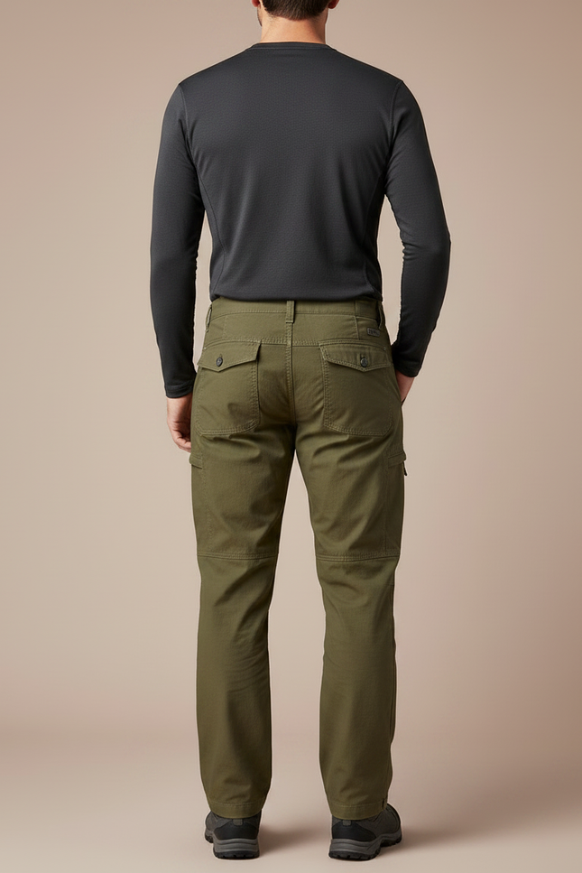 Pantalon Randonnée Homme Kaki Cargo Robuste Coton - vue 2