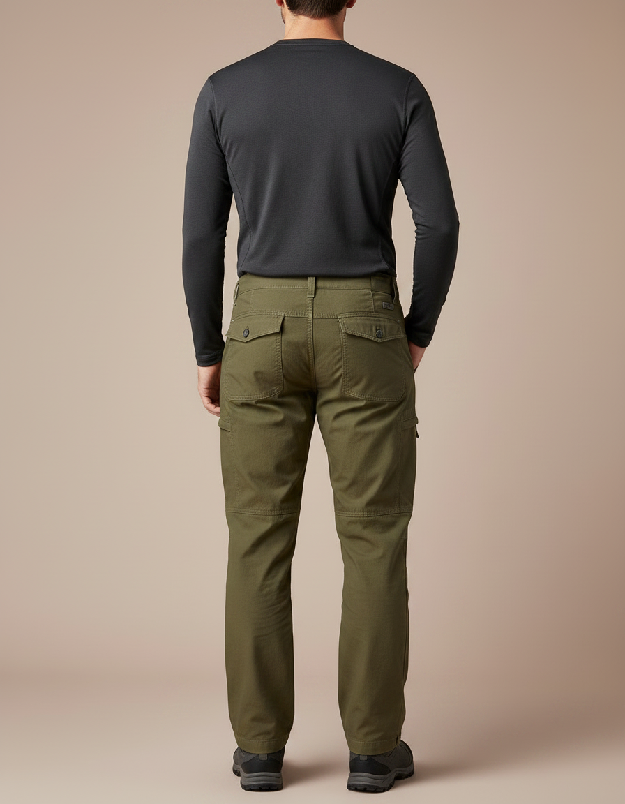 Pantalon Randonnée Homme Kaki Cargo Robuste Coton - vue 2