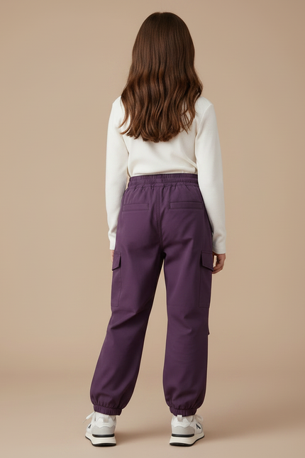 Pantalon Randonnée Violet Ample Enfant Cordon - Polyester - vue 2