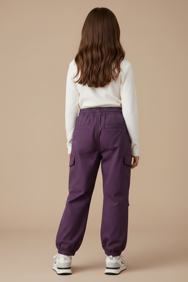 Pantalon Randonnée Violet Ample Enfant Cordon - Polyester - vue 2