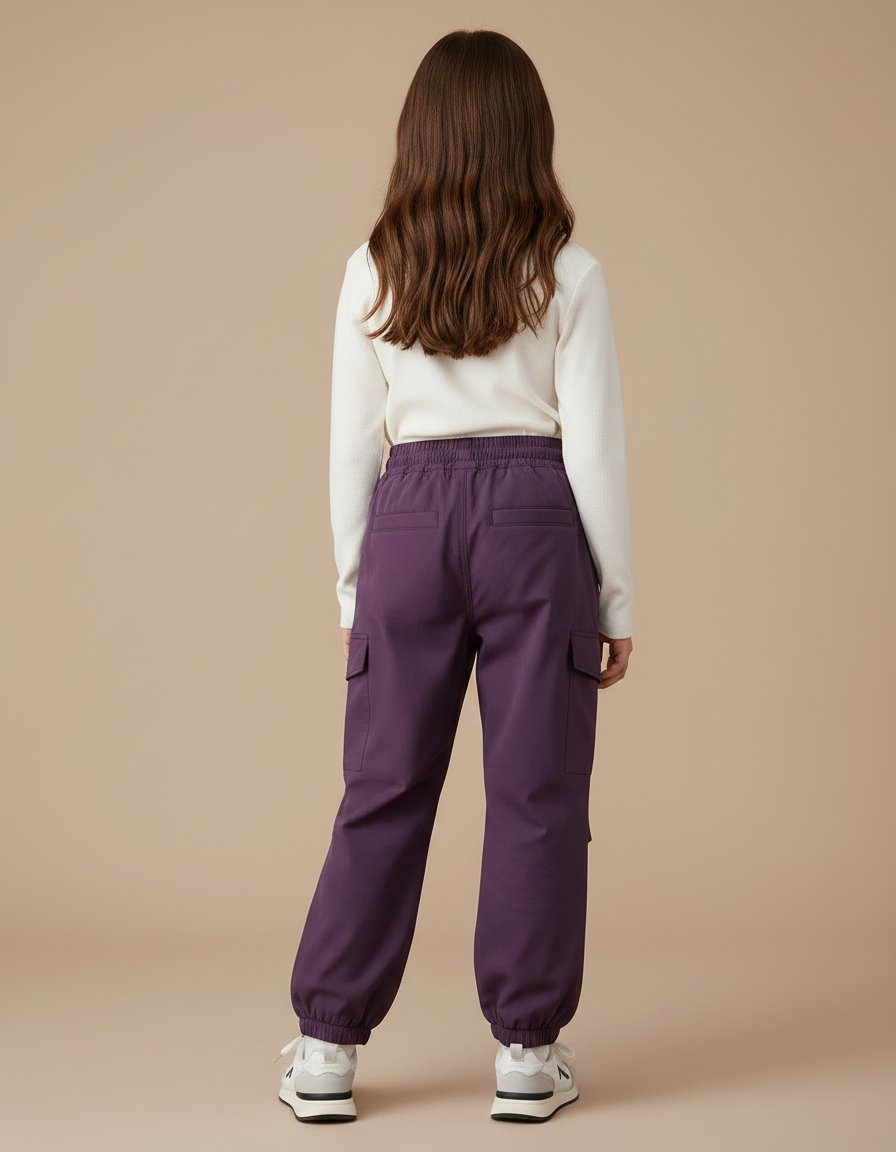 Pantalon Randonnée Violet Ample Enfant Cordon - Polyester - vue 2