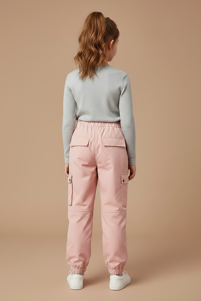 Pantalon Randonnée Rose Cargo Enfant Doublé Polaire - Polyester - vue 2